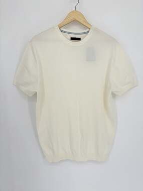 Porter & Ash Men’s L Ivory Short Sleeve Knit Sweater Tee Crew Neck NWT
